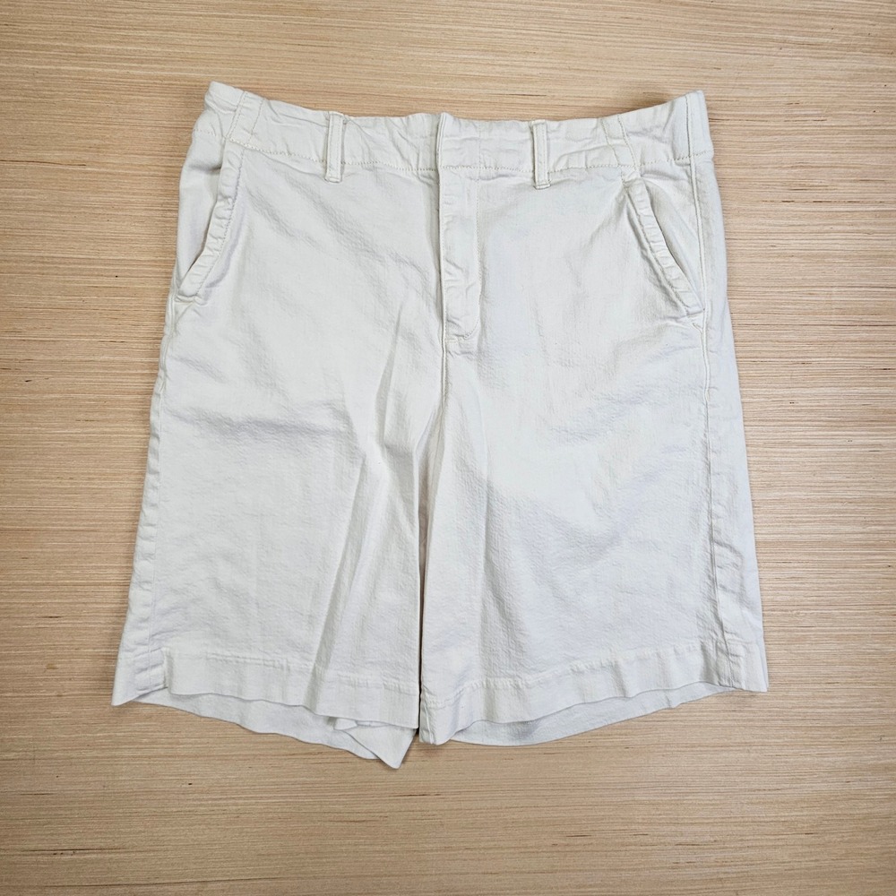 American Eagle Trouser Bermuda Womens 10 White Stretch Cotton Lyocell Shorts - Picture 2 of 13